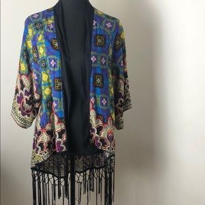 Flying Tomato • Patterned Multicolor Fringe Kimono